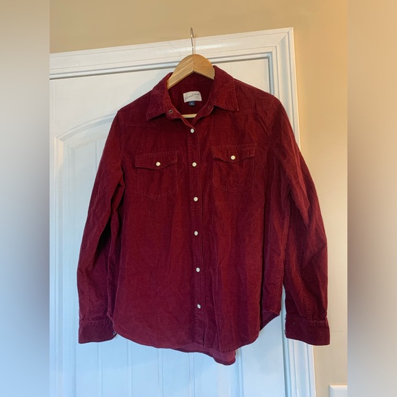Universal Thread Button Up Down Long Sleeve Corduroy Shirt Preppy Burgundy M - Picture 1 of 4